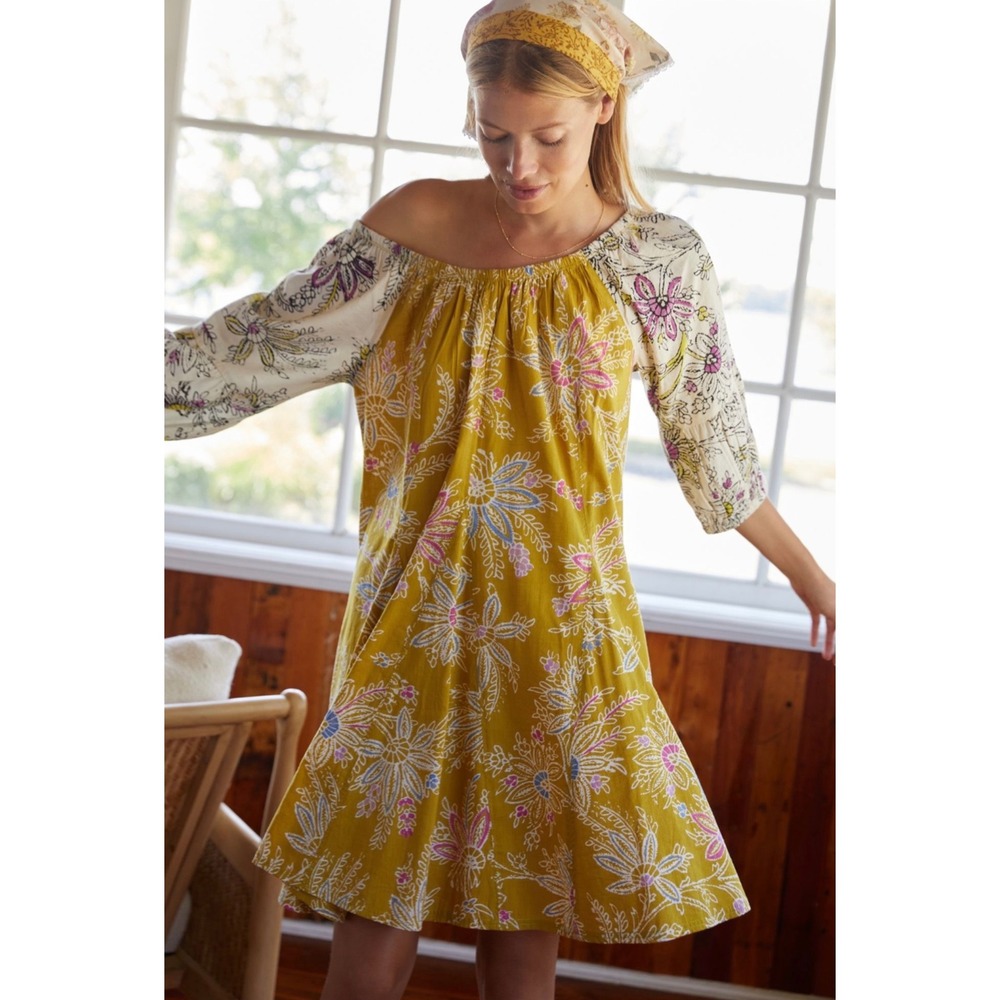 Daily Practice Anthropologie Mollie Tunic Dress Size XS Floral Boho Flowy Boho